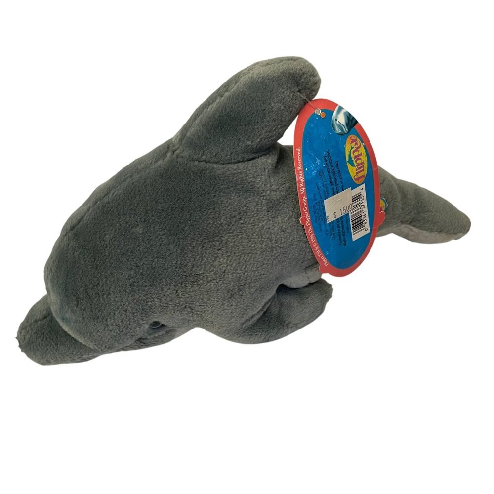 Flipper Dolphin Plush Handpuppet Toy Tag 1994 Tyke Inc GrayWhite 12 Inches Soft